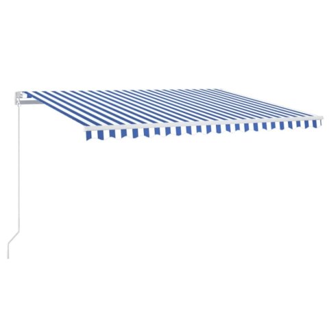 RĘCZNIE ZWIJANA MARKIZA Z LED 400X 300CM NIEBIESKO-BIAŁA