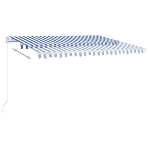 RĘCZNIE ZWIJANA MARKIZA Z LED 400X 300CM NIEBIESKO-BIAŁA