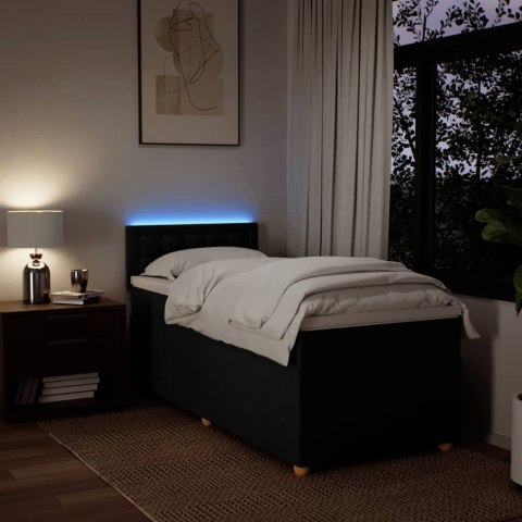 ŁÓŻKO KONTYNENTALNE Z MATERACEM CZARNE TKANINA 90X200CM