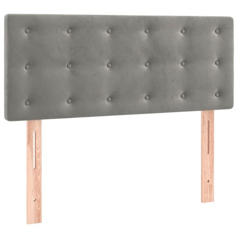 ŁÓŻKO KONTYNENTALNE Z MATERACEM I LED SZARE 90X190CM AKSAMIT