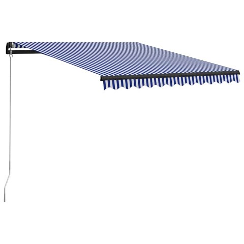 RĘCZNIE ZWIJANA MARKIZA Z LED 300X 250CM NIEBIESKO-BIAŁA