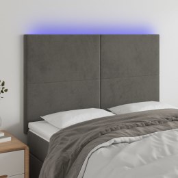 ZAGŁÓWEK DO ŁÓŻKA Z LED CIEMNOSZARY 144X5X118/128CM AKSAMIT
