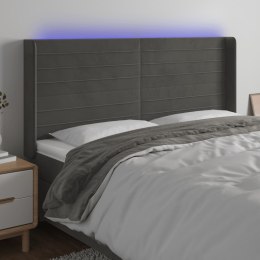 ZAGŁÓWEK DO ŁÓŻKA Z LED CIEMNOSZARY 163X16X118/128CM AKSAMIT