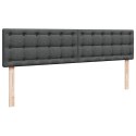 ŁÓŻKO OTTOMAN Z MATERACEM I LED CIEMNOSZARY 180X200CM TKANINA