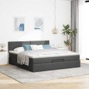 ŁÓŻKO OTTOMAN Z MATERACEM I LED CIEMNOSZARY 180X200CM TKANINA