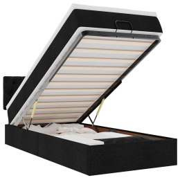 ŁÓŻKO OTOMANA Z MATERACEM CZARNE 90X200CM TKANINA