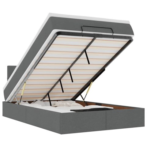 ŁÓŻKO OTOMANA Z MATERACEM I LED CIEMNOSZARY 120X200CM