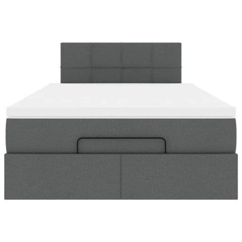 ŁÓŻKO OTOMANA Z MATERACEM I LED CIEMNOSZARY 120X200CM