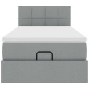 ŁÓŻKO OTOMANA Z MATERACEM JASNOSZARE 100X200CM TKANINA