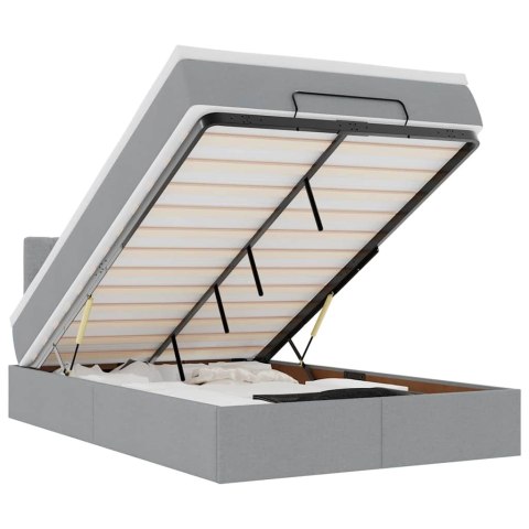 ŁÓŻKO OTOMANA Z MATERACEM JASNOSZARE 120X200CM TKANINA