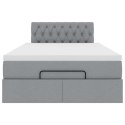 ŁÓŻKO OTOMANA Z MATERACEM JASNOSZARE 120X200CM TKANINA