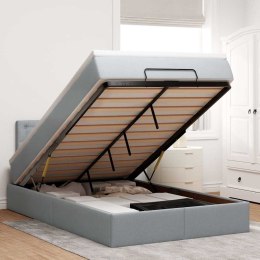 ŁÓŻKO OTOMANA Z MATERACEM JASNOSZARE 120X200CM TKANINA