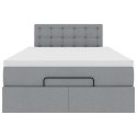 ŁÓŻKO OTOMANA Z MATERACEM JASNOSZARE 120X200CM TKANINA