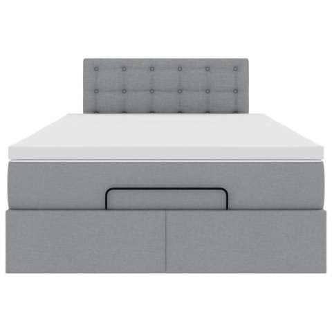 ŁÓŻKO OTOMANA Z MATERACEM JASNOSZARE 120X200CM TKANINA