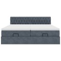 RAMA ŁÓŻKA OTOMANA Z MATERACAMI SZARA 180X200CM AKSAMIT