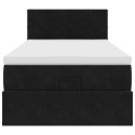RAMA ŁÓŻKA OTOMANA Z MATERACEM CZARNA 100X200CM AKSAMIT
