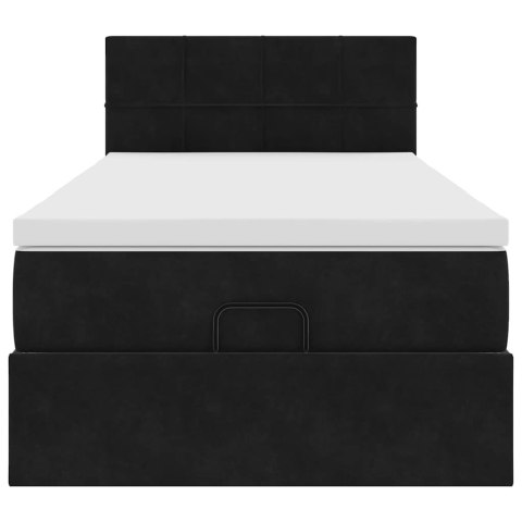 RAMA ŁÓŻKA OTOMANA Z MATERACEM CZARNA 100X200CM AKSAMIT