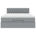 RAMA ŁÓŻKA OTOMANA Z MATERACEM JASNOSZARA 140X200CM TKANINA