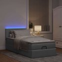 ŁÓŻKO OTTOMAN Z MATERACEM I LED JASNOSZARY 90X200CM TKANINA