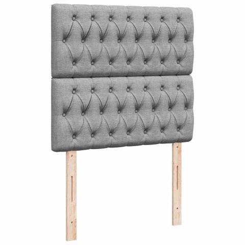 ŁÓŻKO OTTOMAN Z MATERACEM I LED JASNOSZARY 90X200CM TKANINA