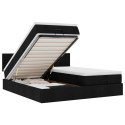 RAMA ŁÓŻKA OTOMANA Z MATERACAMI CZARNA 180X200CM TKANINA