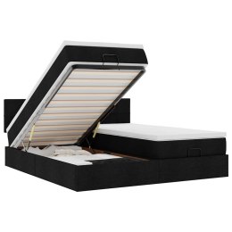 RAMA ŁÓŻKA OTOMANA Z MATERACAMI CZARNA 180X200CM TKANINA