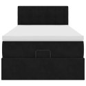 RAMA ŁÓŻKA OTOMANA Z MATERACEM CZARNA 100X200CM AKSAMIT