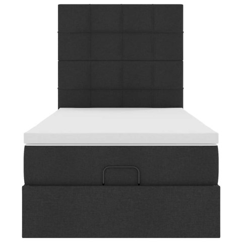 RAMA ŁÓŻKA OTOMANA Z MATERACEM CZARNA 100X200CM TKANINA