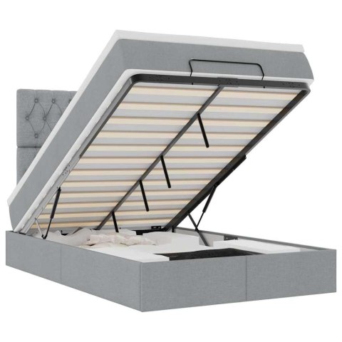 RAMA ŁÓŻKA OTOMANA Z MATERACEM JASNOSZARA 120X200CM TKANINA