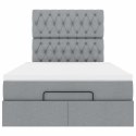 RAMA ŁÓŻKA OTOMANA Z MATERACEM JASNOSZARA 120X200CM TKANINA
