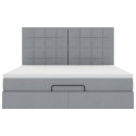 RAMA ŁÓŻKA OTOMANA Z MATERACEM JASNOSZARA 180X200CM TKANINA