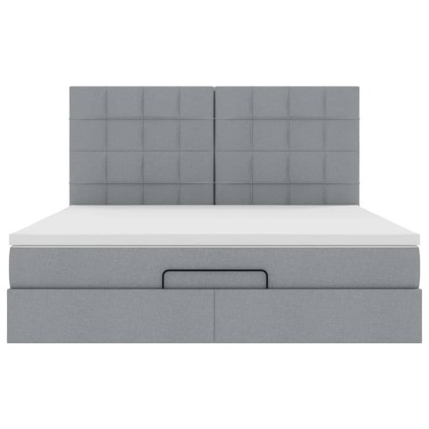 RAMA ŁÓŻKA OTOMANA Z MATERACEM JASNOSZARA 180X200CM TKANINA