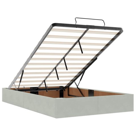 RAMA ŁÓŻKA OTOMANA Z MATERACEM SZARA 120X200CM AKSAMIT