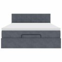 RAMA ŁÓŻKA OTOMANA Z MATERACEM SZARA 140X200CM AKSAMIT