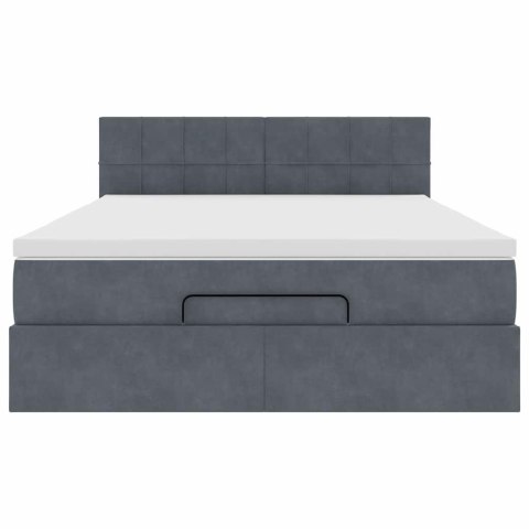 RAMA ŁÓŻKA OTOMANA Z MATERACEM SZARA 140X200CM AKSAMIT