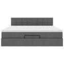 RAMA ŁÓŻKA OTOMANA Z MATERACEM SZARA 160X200CM TKANINA
