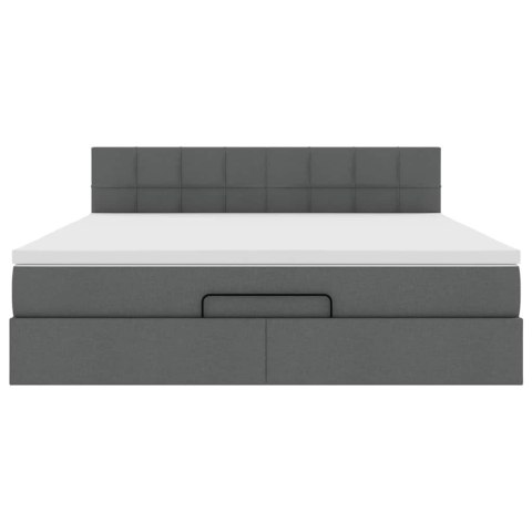 RAMA ŁÓŻKA OTOMANA Z MATERACEM SZARA 160X200CM TKANINA