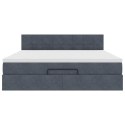 RAMA ŁÓŻKA OTOMANA Z MATERACEM SZARA 160X200CM AKSAMIT