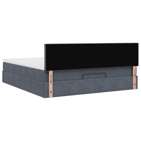 RAMA ŁÓŻKA OTOMANA Z MATERACEM SZARA 160X200CM AKSAMIT