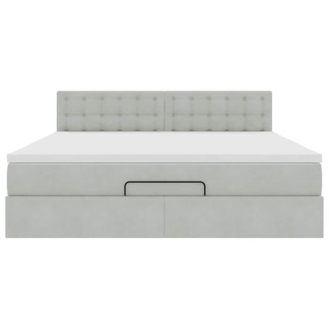 RAMA ŁÓŻKA OTOMANA Z MATERACEM SZARA 160X200CM AKSAMIT