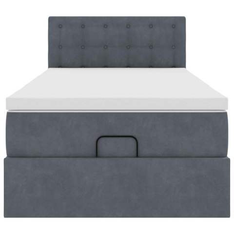 RAMA ŁÓŻKA OTOMANA Z MATERACEM SZARA 90X200CM AKSAMIT