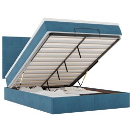 VidaXL Rama łóżka otomana z materacami, niebieska, 140x190 cm, aksamit