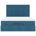VidaXL Rama łóżka otomana z materacami, niebieska, 140x190 cm, aksamit
