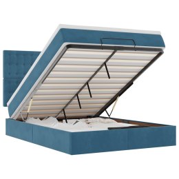 VidaXL Rama łóżka otomana z materacami, niebieska, 140x190 cm, aksamit