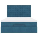 VidaXL Rama łóżka otomana z materacami, niebieska, 140x190 cm, aksamit