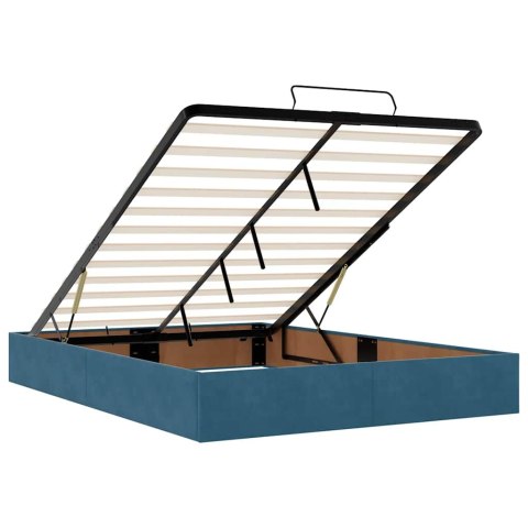 VidaXL Rama łóżka otomana z materacami, niebieska, 140x190 cm, aksamit