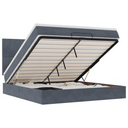 RAMA ŁÓŻKA OTOMANA Z MATERACAMI SZARA 160X200CM AKSAMIT