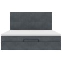 RAMA ŁÓŻKA OTOMANA Z MATERACAMI SZARA 160X200CM AKSAMIT