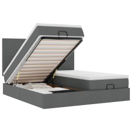 RAMA ŁÓŻKA OTOMANA Z MATERACAMI SZARA 180X200CM TKANINA