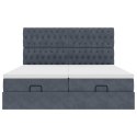 RAMA ŁÓŻKA OTOMANA Z MATERACAMI SZARA 200X200CM AKSAMIT